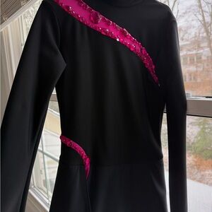 Elegant Black and Pink Kids Dance Costume